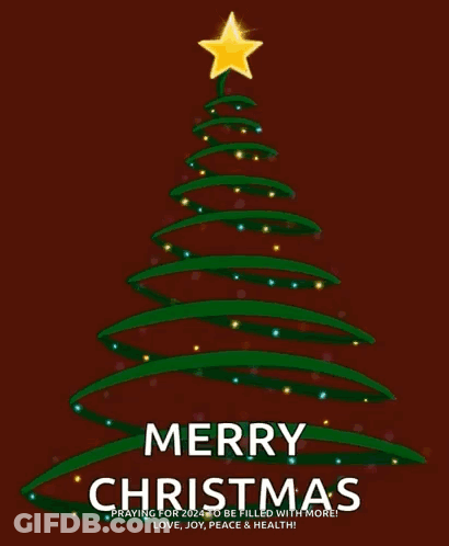 A Merry Christmas Greeting Card With A Christmas Tree GIF