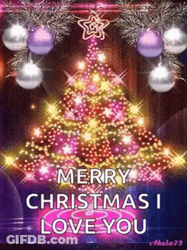 A Merry Christmas Greeting With A Christmas Tree GIF