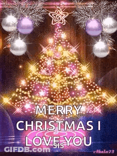 A Merry Christmas I Love You Greeting Card With A Christmas Tree In The Background . GIF