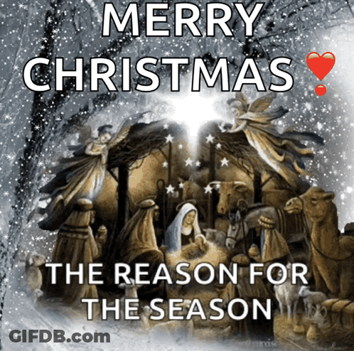 A Merry Christmas Message With A Nativity Scene GIF