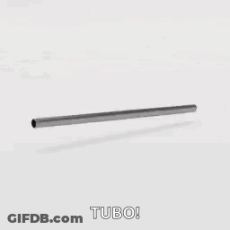 A Metal Pipe Is Sitting On A White Surface . GIF
