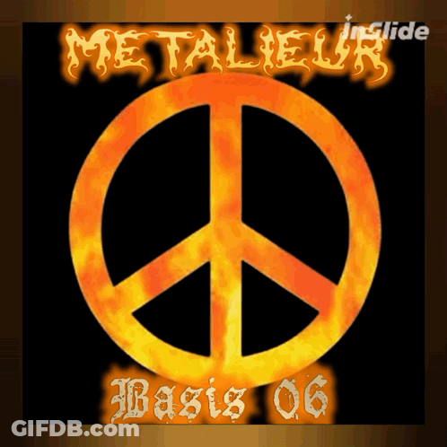 A Metalieur Poster With A Peace Sign GIF