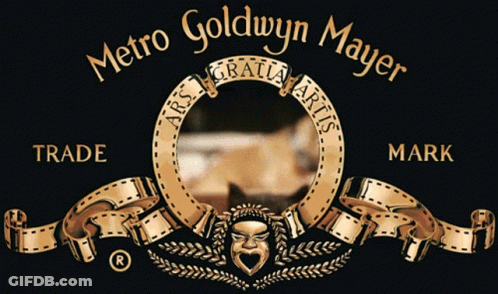 A Metro Goldwyn Mayer Logo With A Cat In The Center GIF