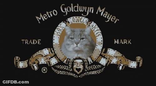 A Metro Goldwyn Mayer Logo With A Cat Yawning GIF