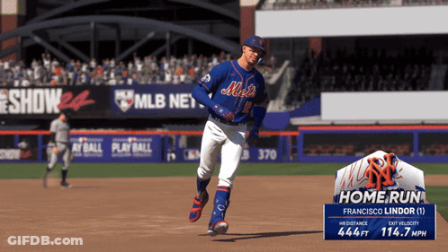 A Mets Player Is Running On A Baseball Field In A Video Game GIF