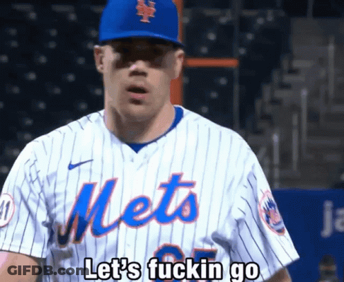 A Mets Player Says Let 'S Fuckin Go While Wearing A Blue Hat GIF