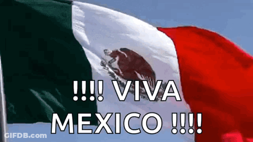 A Mexican Flag Is Flying In The Wind With The Words Viva Mexico Written Below It GIF