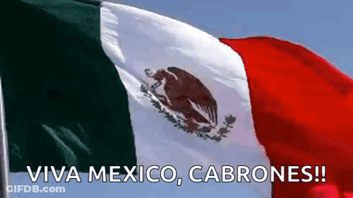 A Mexican Flag With The Words Viva Mexico Cabrones Written On It GIF