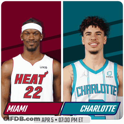 A Miami Heat Player And A Charlotte Player Are On A Poster GIF