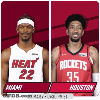 A Miami Heat Player And A Rockets Player Are Shown GIF