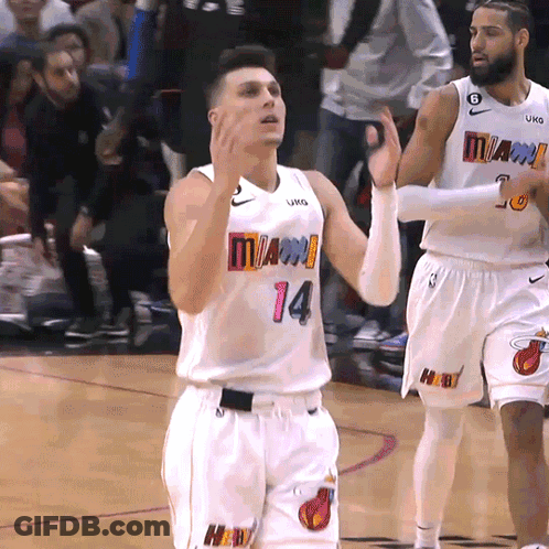 A Miami Player Wearing Number 14 Stands On The Court GIF