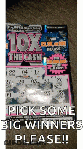 A Michigan Lottery Ticket That Says Pick Some Big Winners Please On It GIF