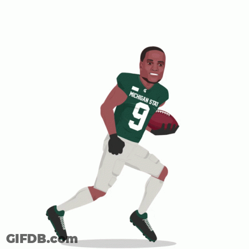 A Michigan State Football Player Running With A Football GIF