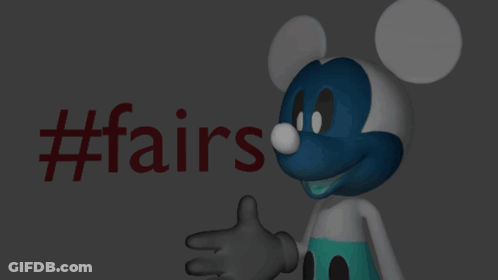 A Mickey Mouse Is Standing In Front Of A #Fairs Sign GIF