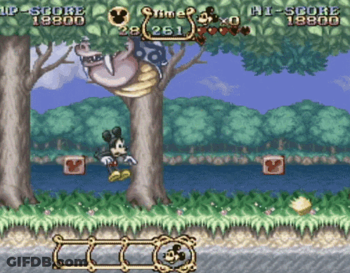 A Mickey Mouse Video Game Has A Score Of 18800 And A Time Of 261 GIF