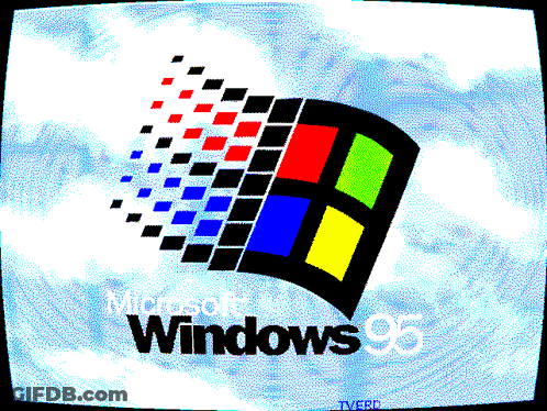 A Microsoft Windows 95 Logo On A Tv Screen GIF