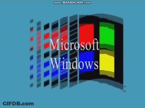 A Microsoft Windows Logo Is Displayed On A Blue Screen GIF