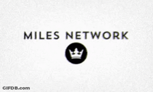 A Miles Network Logo With A Crown In A Circle GIF
