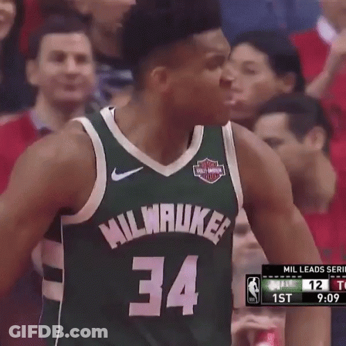 A Milwaukee Basketball Player Wearing Number 34 GIF