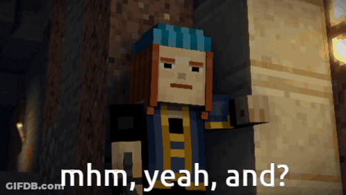 A Minecraft Character Has The Words Mhm Yeah And Written Below Him GIF