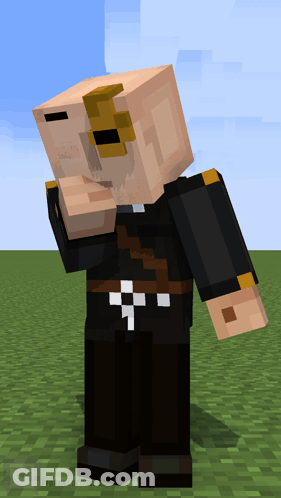 A Minecraft Character Is Standing In A Field And Has A Cross On His Chest GIF
