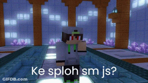 A Minecraft Character Is Standing In A Hallway With The Words Ke Sploh Sm Js On The Bottom GIF