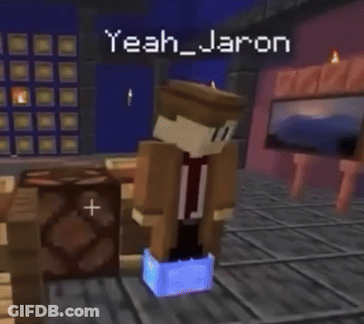 A Minecraft Character Is Standing In A Room With The Name Yeah_jaron Above Him GIF