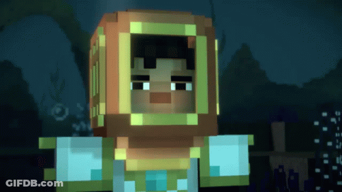 A Minecraft Character Is Wearing A Diving Helmet And Looking At The Camera GIF