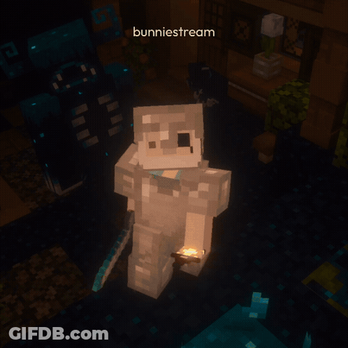 A Minecraft Character Named Bunniestream Is Standing In The Grass GIF