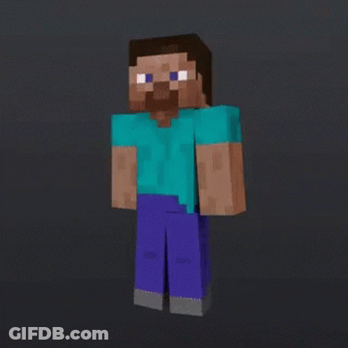 A Minecraft Character With A Blue Shirt And Blue Jeans GIF