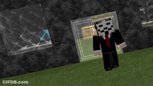 A Minecraft Character With A Mask On His Head GIF