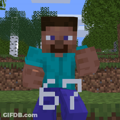 A Minecraft Character With A Number 67 On His Pants GIF