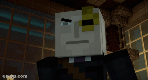 A Minecraft Character With A Yellow Eye And A Black Eye GIF