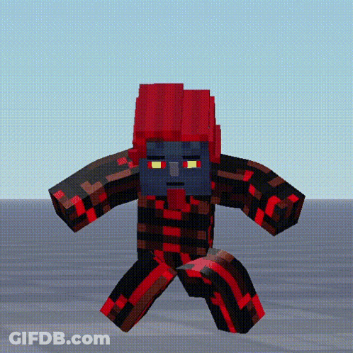 A Minecraft Character With Red Hair And Red Pants GIF
