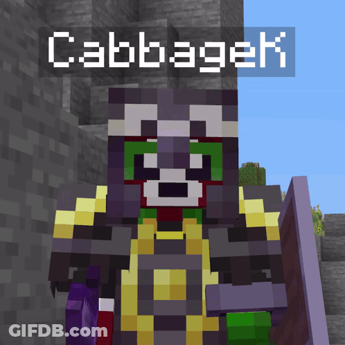 A Minecraft Character With The Name Cabbagek On The Top GIF
