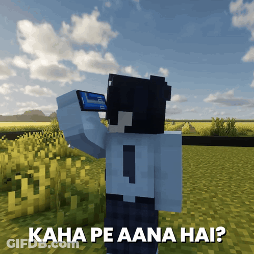 A Minecraft Character With The Number 1 On His Shirt Is Standing In A Field GIF