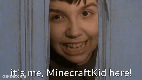 A Minecraft Kid Is Smiling And Looking Through A Door GIF