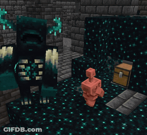 A Minecraft Screenshot Of A Monster And A Pig GIF