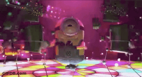 Minion Dancing On Disco Floor In Pink Room GIF