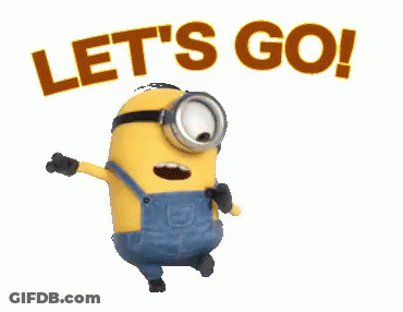 A Minion Is Kicking A Soccer Ball With The Words `` Let 'S Go '' Above Him . GIF