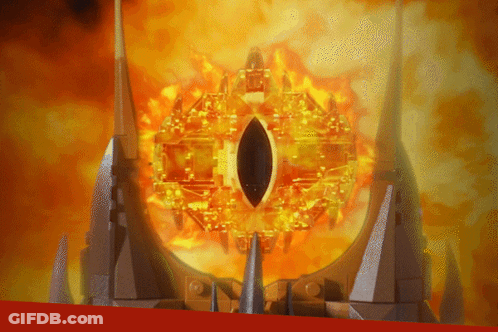 A Model Of A Castle With A Burning Eye In The Middle GIF