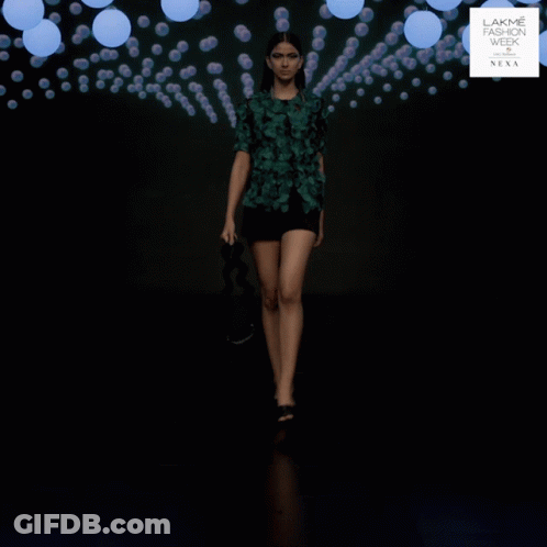 A Model Walks Down A Runway At Lakme Fashion Week GIF