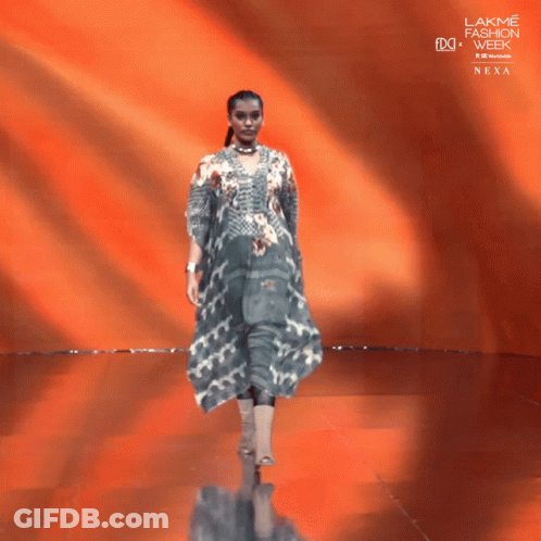 A Model Walks Down A Runway At Lakme Fashion Week GIF