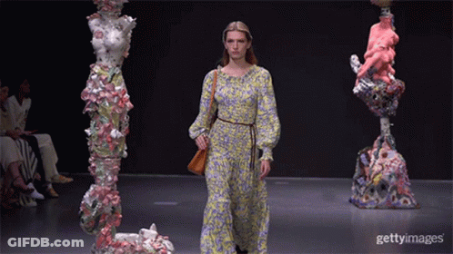 A Model Walks The Runway At A Fashion Show GIF