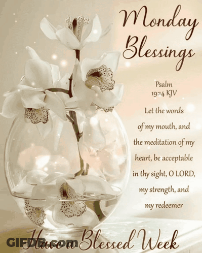 A Monday Blessings Card With A Bible Verse GIF