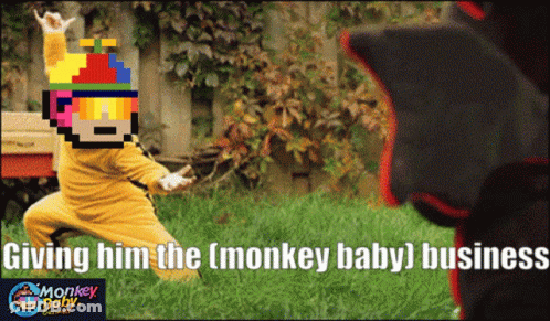 A Monkey Baby Meme Shows A Man In A Clown Costume GIF