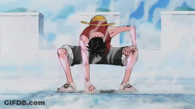 A Monkey D Luffy From One Piece Is Kneeling Down On The Ground GIF