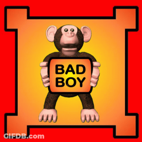 Monkey Holding Bad Boy Sign GIF