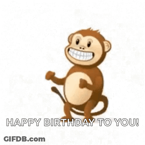 A Monkey Is Dancing With The Words `` Happy Birthday To You '' Written Below It . GIF