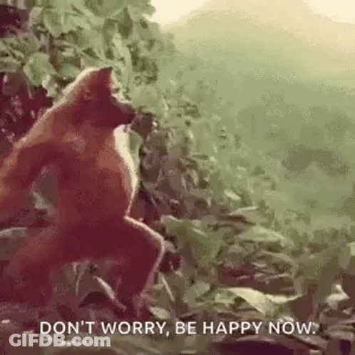Monkey Sitting In Woods Don T Worry Be Happy Now GIF